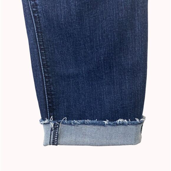 Democracy Ab Solution Distressed Jean Women Sz 6 Crop Raw Hem Dark Wash Stretch - Picture 6 of 14